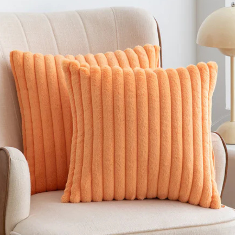 Double Sided Faux Rabbit Fur Throw Pillow Cover
